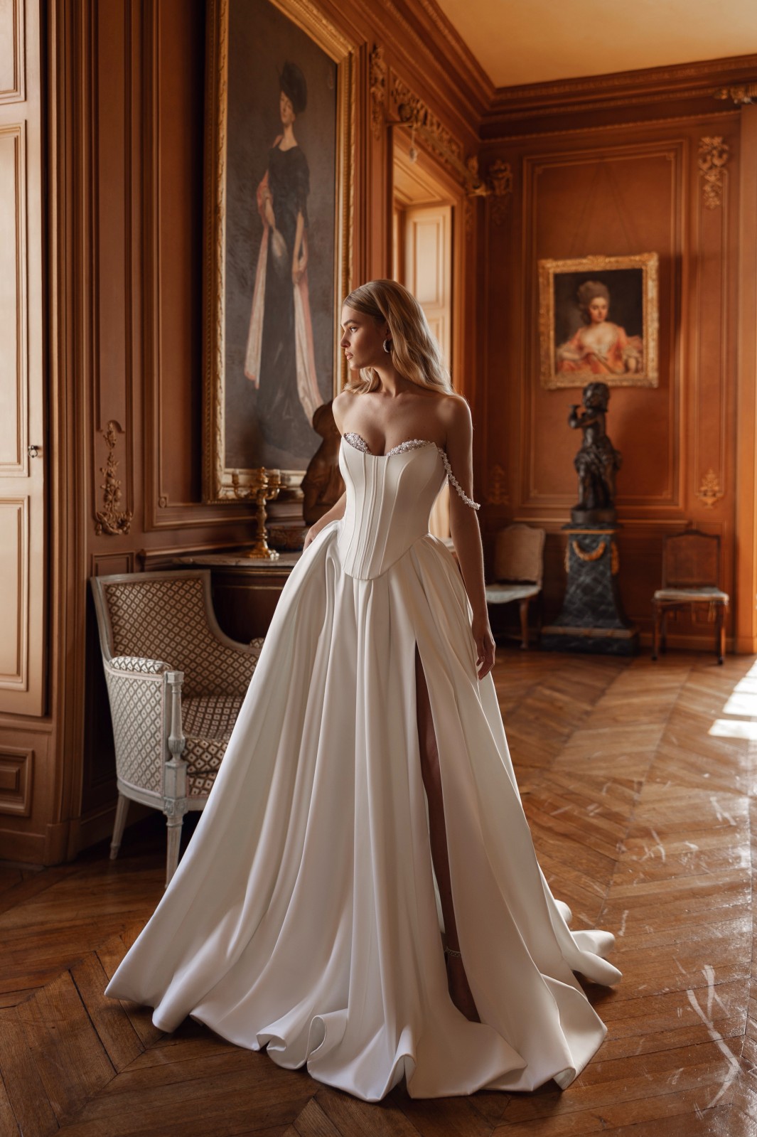 Robe de mariée trapèze satin mikado Marseille