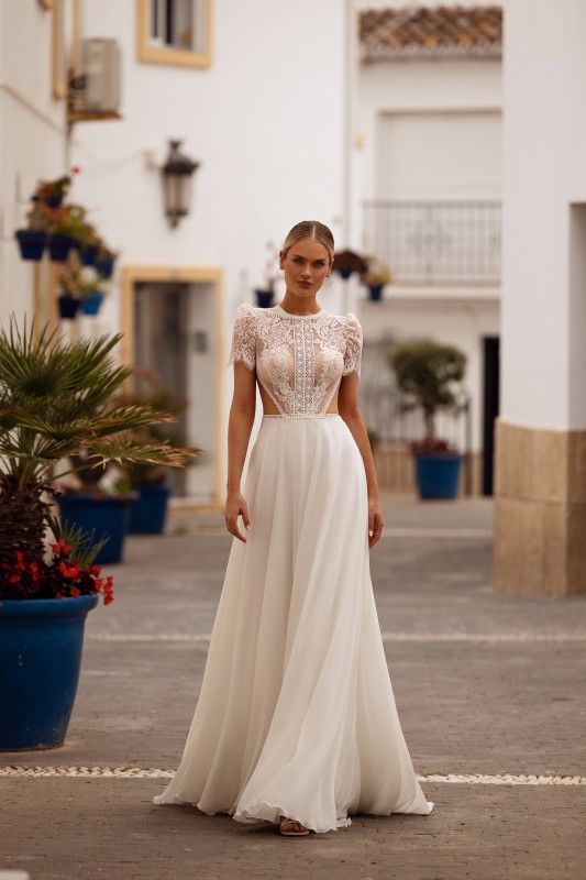 Robe de mariée trapèze en mousseline Marseille