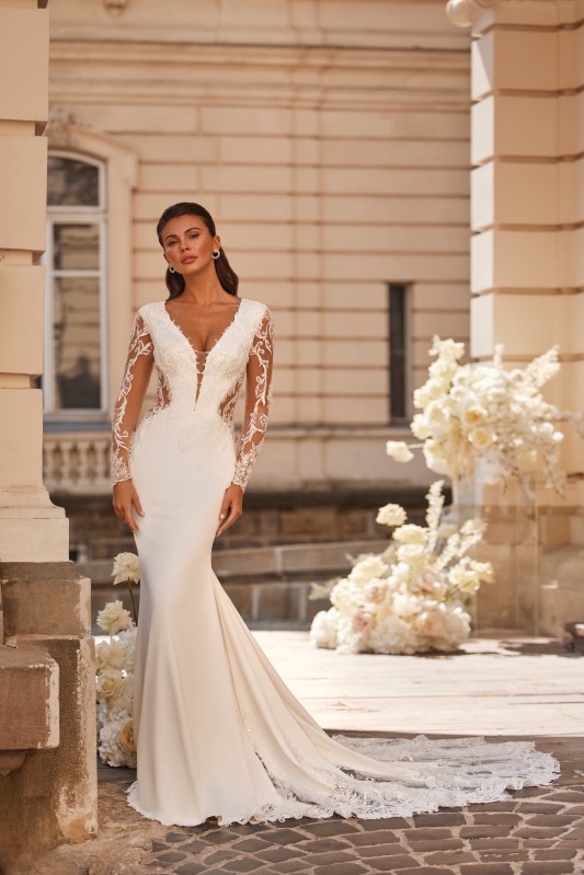 Robe de mariée sirène en crêpe Marseille centre ville 