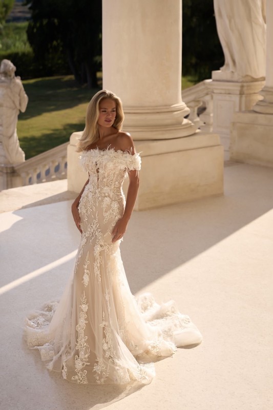 Robe de mariée sirène bustier et manchons Marseille