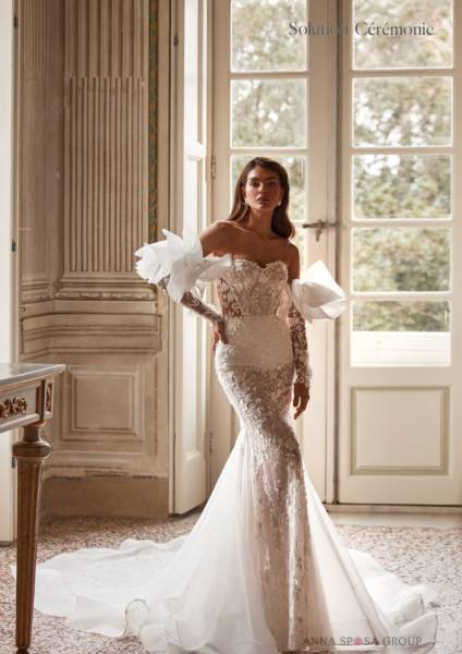 Robe de mariée manches bouffantes Marseille
